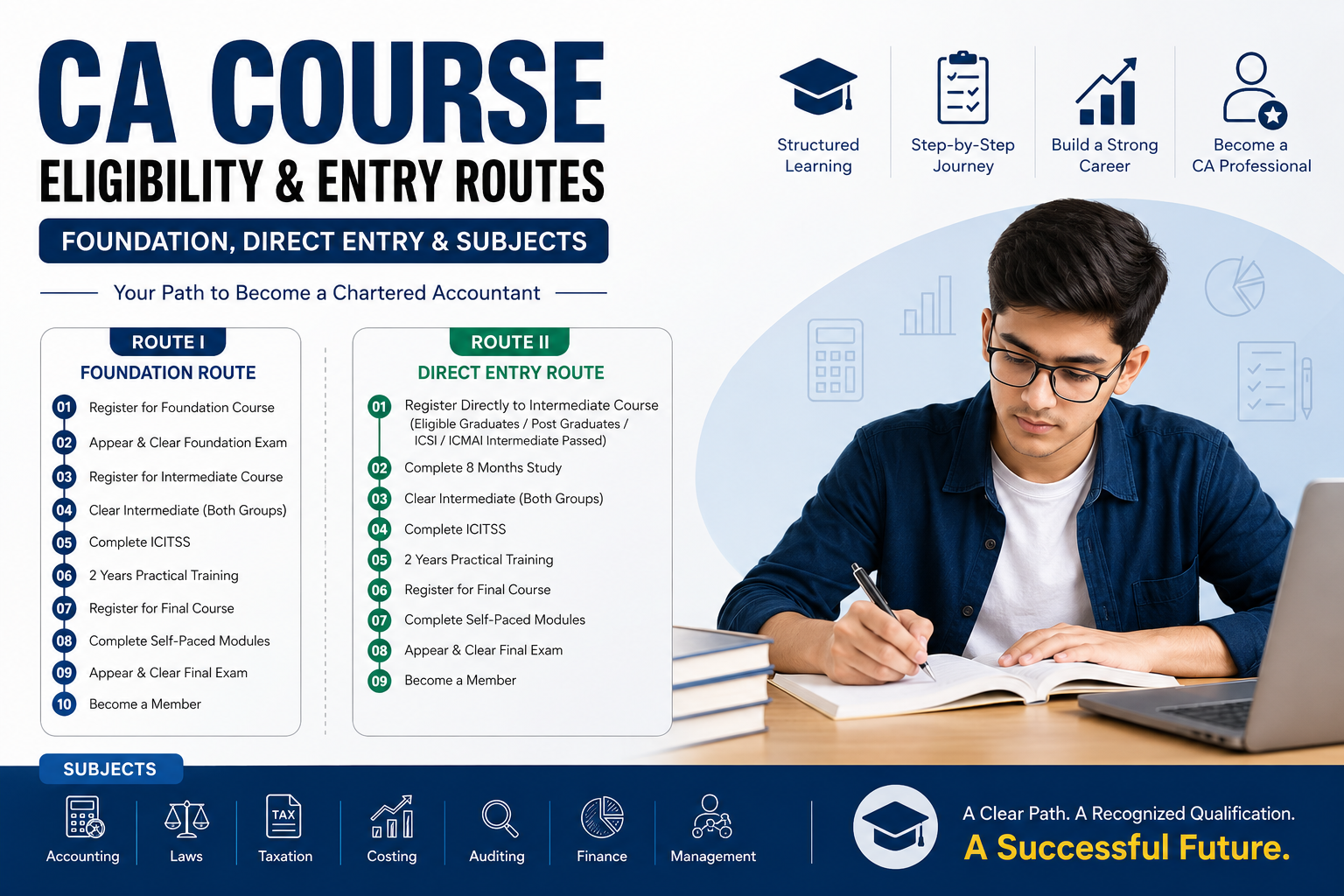 CA course eligibility and entry routes including Foundation and Direct Entry