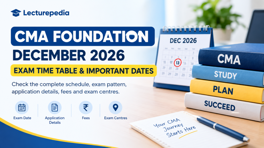 CMA Foundation December 2026 Exam Time Table and Important Dates