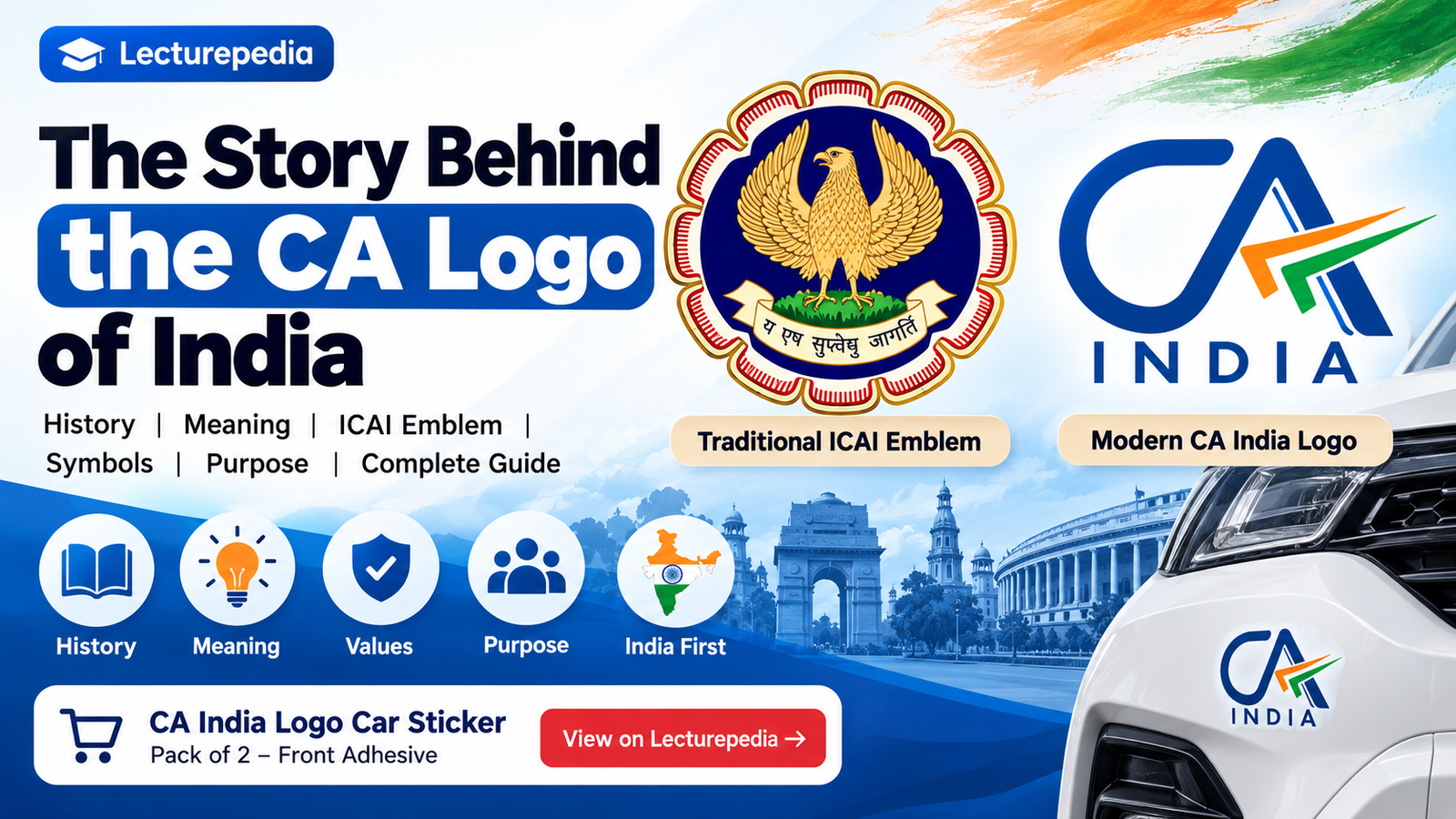 Story behind the CA logo of India featuring the traditional ICAI emblem and modern CA India logo